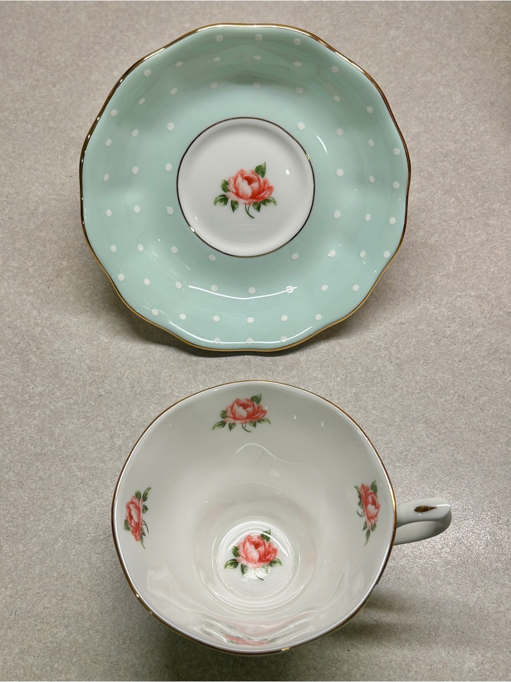 Royal Albert Polka Rose Tea Cup & Saucer.